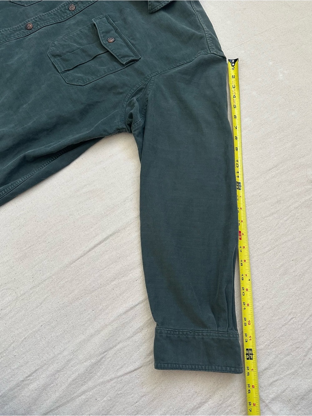 Duluth Trading Co Men 2XL Heavyweight Cotton Work Shirt Forest Green Long Sleeve - Picture 7 of 11